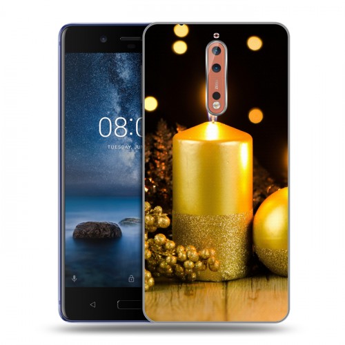 Дизайнерский пластиковый чехол для Nokia 8 Новогодние свечки