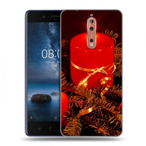 Дизайнерский пластиковый чехол для Nokia 8 Новогодние свечки