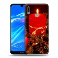 Дизайнерский пластиковый чехол для Huawei Y6 (2019) Новогодние свечки