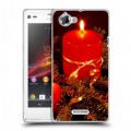 Дизайнерский пластиковый чехол для Sony Xperia L Новогодние свечки