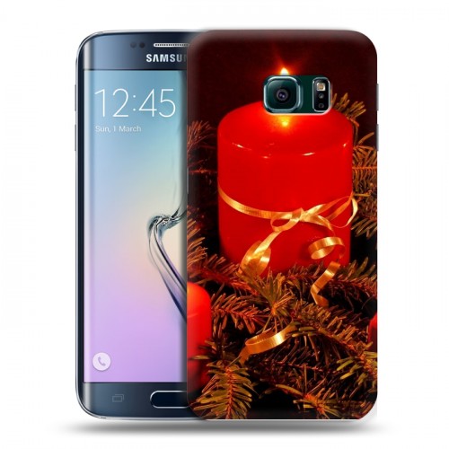 Дизайнерский пластиковый чехол для Samsung Galaxy S6 Edge Новогодние свечки