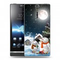 Дизайнерский пластиковый чехол для Sony Xperia S Снеговики