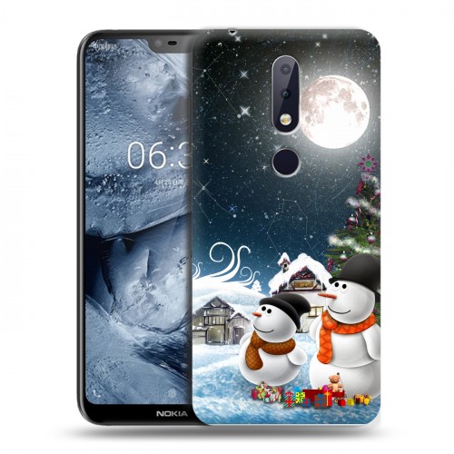 Дизайнерский пластиковый чехол для Nokia 6.1 Plus Снеговики