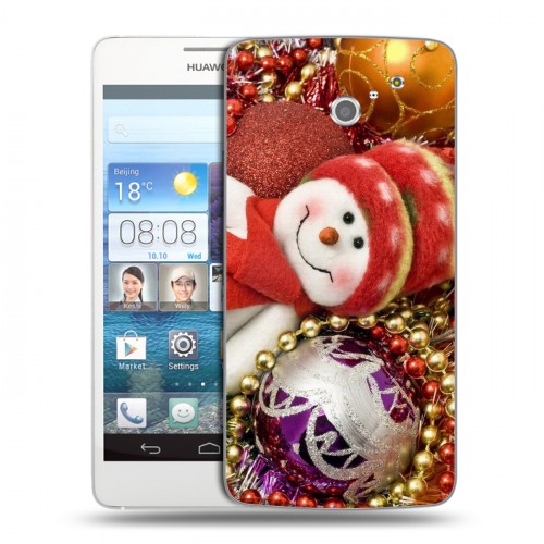 Дизайнерский пластиковый чехол для Huawei Ascend D2 Снеговики