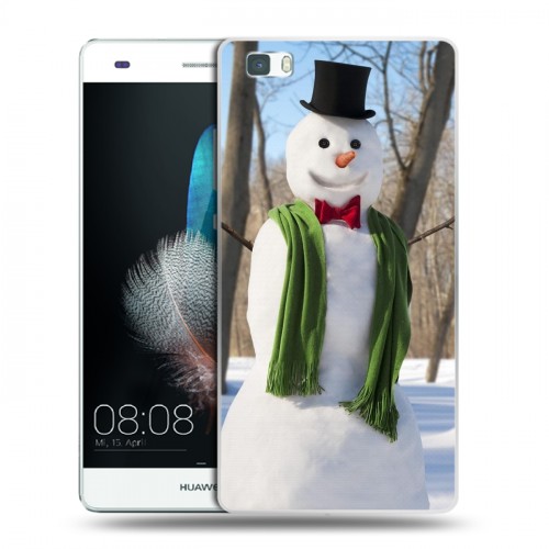 Дизайнерский пластиковый чехол для Huawei P8 Lite Снеговики