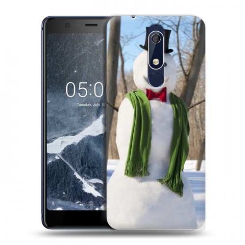 Дизайнерский пластиковый чехол для Nokia 5.1 Снеговики