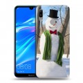 Дизайнерский пластиковый чехол для Huawei Y6 (2019) Снеговики