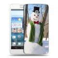 Дизайнерский пластиковый чехол для Huawei Ascend D2 Снеговики