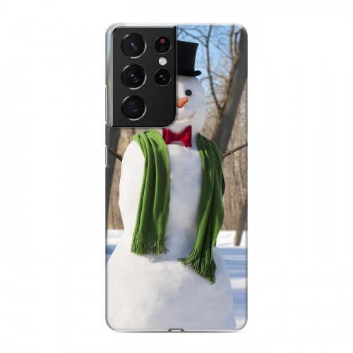 Дизайнерский пластиковый чехол для Samsung Galaxy S21 Ultra Снеговики
