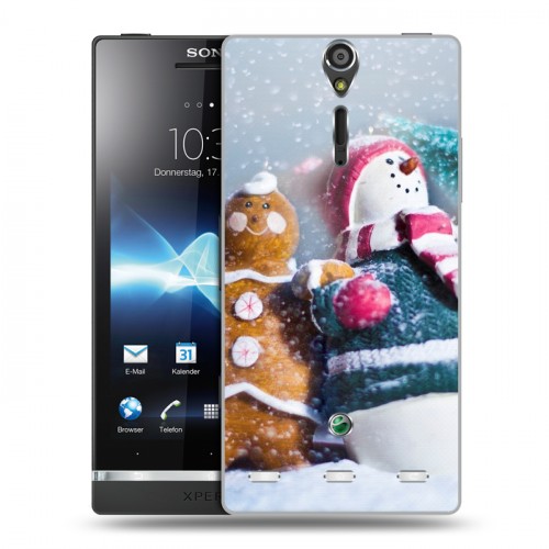 Дизайнерский пластиковый чехол для Sony Xperia S Снеговики