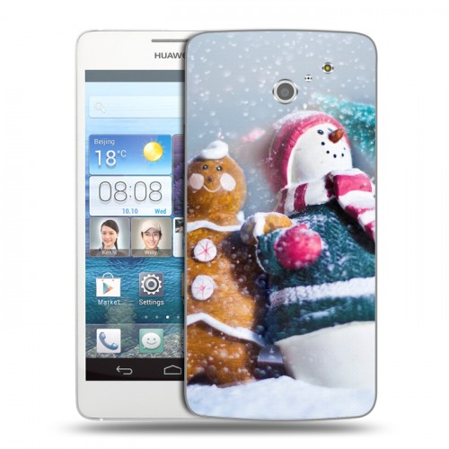 Дизайнерский пластиковый чехол для Huawei Ascend D2 Снеговики