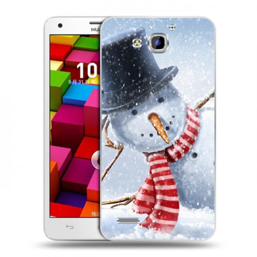 Дизайнерский пластиковый чехол для Huawei Honor 3x Снеговики