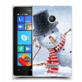 Дизайнерский пластиковый чехол для Microsoft Lumia 435 Снеговики