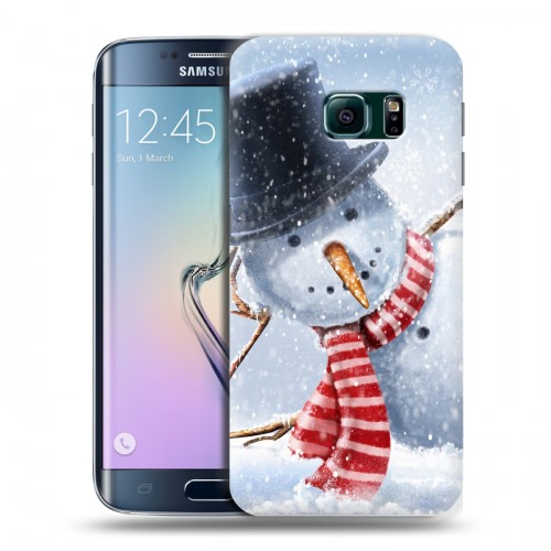Дизайнерский силиконовый чехол для Samsung Galaxy S6 Edge Снеговики