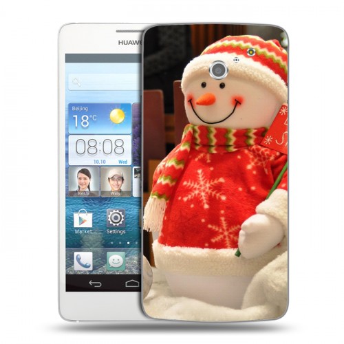 Дизайнерский пластиковый чехол для Huawei Ascend D2 Снеговики