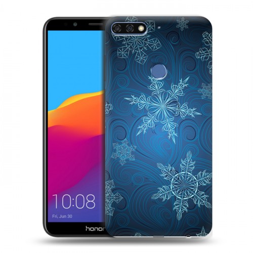 Дизайнерский пластиковый чехол для Huawei Honor 7C Pro Снежинки