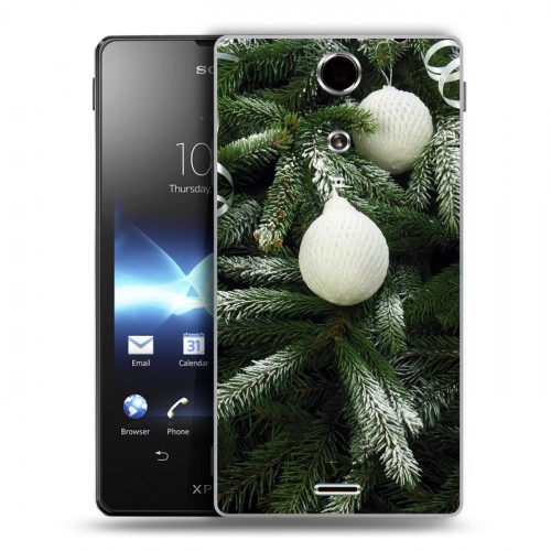 Дизайнерский пластиковый чехол для Sony Xperia TX Новогодняя хвоя