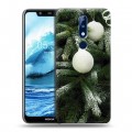 Дизайнерский силиконовый чехол для Nokia 5.1 Plus Новогодняя хвоя