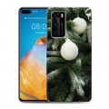 Дизайнерский пластиковый чехол для Huawei P40 Новогодняя хвоя