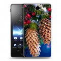 Дизайнерский пластиковый чехол для Sony Xperia TX Новогодняя хвоя