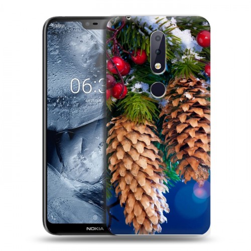 Дизайнерский силиконовый чехол для Nokia 6.1 Plus Новогодняя хвоя