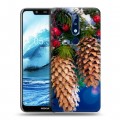 Дизайнерский пластиковый чехол для Nokia 5.1 Plus Новогодняя хвоя