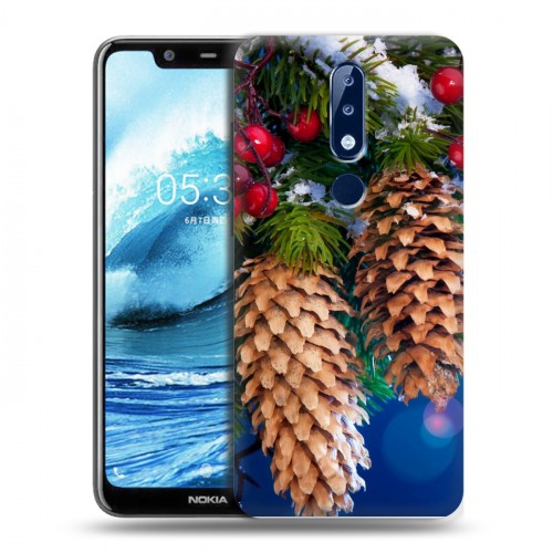 Дизайнерский пластиковый чехол для Nokia 5.1 Plus Новогодняя хвоя