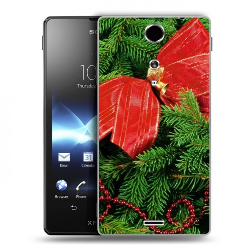 Дизайнерский пластиковый чехол для Sony Xperia TX Новогодняя хвоя