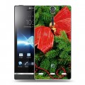 Дизайнерский пластиковый чехол для Sony Xperia S Новогодняя хвоя