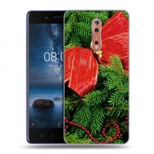 Дизайнерский пластиковый чехол для Nokia 8 Новогодняя хвоя