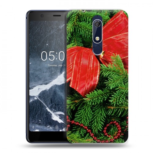 Дизайнерский пластиковый чехол для Nokia 5.1 Новогодняя хвоя