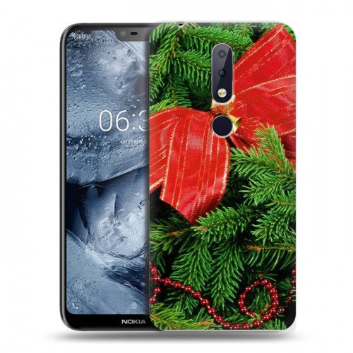 Дизайнерский пластиковый чехол для Nokia 6.1 Plus Новогодняя хвоя