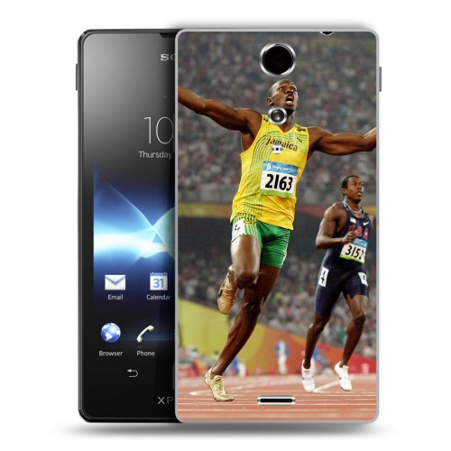 Дизайнерский пластиковый чехол для Sony Xperia TX Усейн Бол