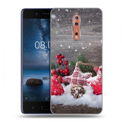 Дизайнерский пластиковый чехол для Nokia 8 Новогодняя хвоя