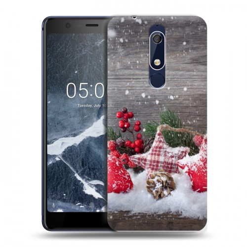 Дизайнерский пластиковый чехол для Nokia 5.1 Новогодняя хвоя