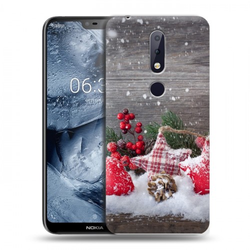 Дизайнерский пластиковый чехол для Nokia 6.1 Plus Новогодняя хвоя