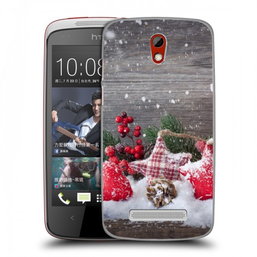 Дизайнерский пластиковый чехол для HTC Desire 500 Новогодняя хвоя