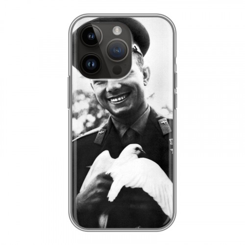 Дизайнерский силиконовый чехол для Iphone 14 Pro Юрий Гагарин