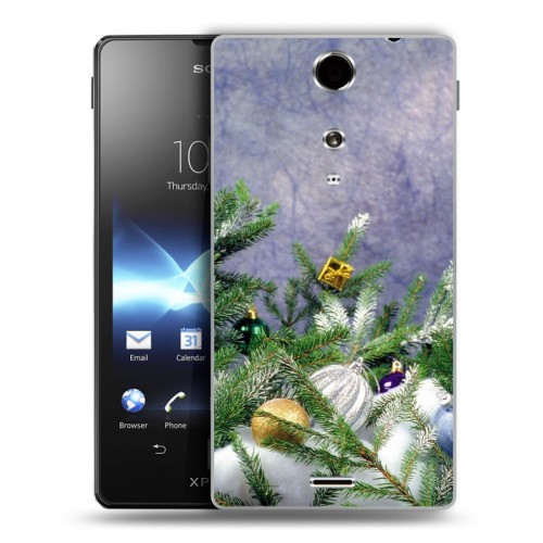 Дизайнерский пластиковый чехол для Sony Xperia TX Новогодняя хвоя