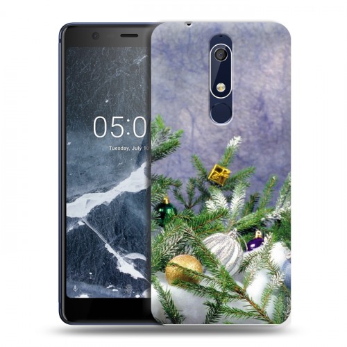 Дизайнерский пластиковый чехол для Nokia 5.1 Новогодняя хвоя