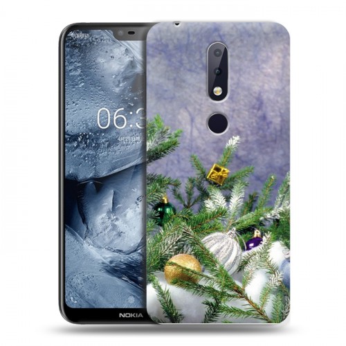 Дизайнерский пластиковый чехол для Nokia 6.1 Plus Новогодняя хвоя