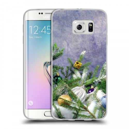 Дизайнерский силиконовый чехол для Samsung Galaxy S6 Edge Новогодняя хвоя