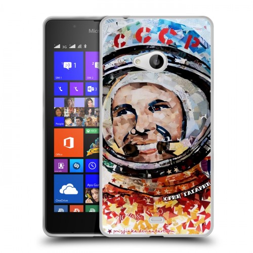 Дизайнерский пластиковый чехол для Microsoft Lumia 540 Юрий Гагарин