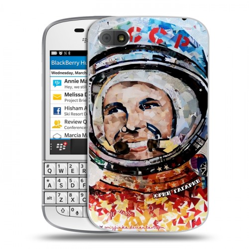 Дизайнерский пластиковый чехол для BlackBerry Q10 Юрий Гагарин