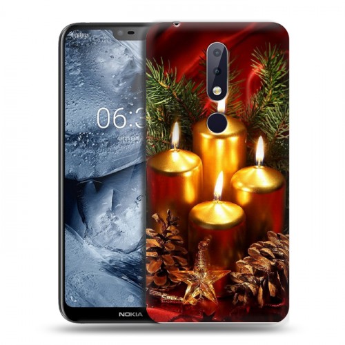 Дизайнерский пластиковый чехол для Nokia 6.1 Plus Новогодняя хвоя