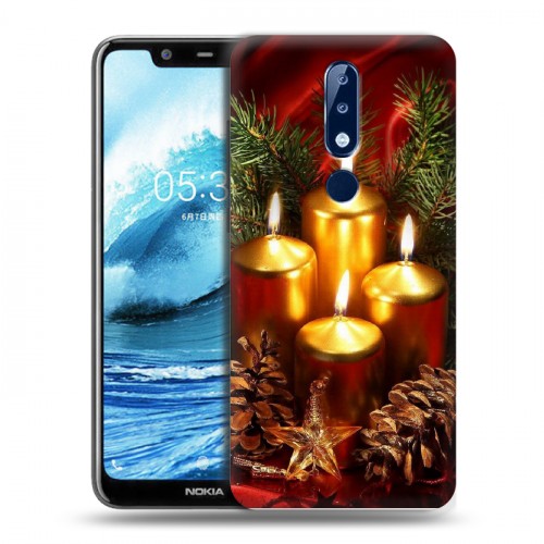 Дизайнерский силиконовый чехол для Nokia 5.1 Plus Новогодняя хвоя