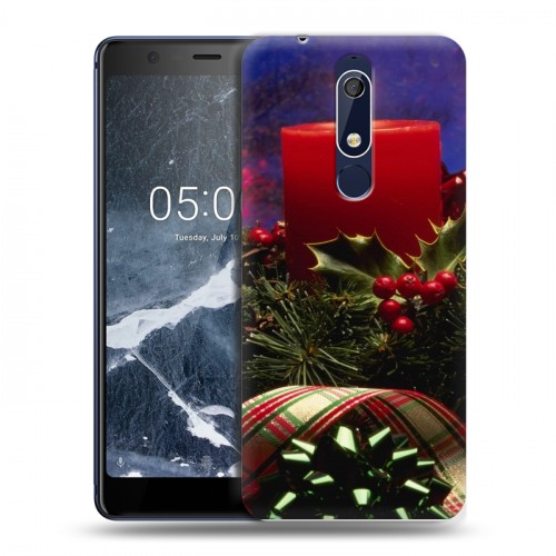 Дизайнерский пластиковый чехол для Nokia 5.1 Новогодняя хвоя