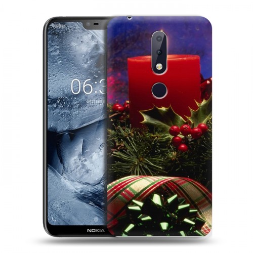 Дизайнерский пластиковый чехол для Nokia 6.1 Plus Новогодняя хвоя