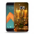 Дизайнерский пластиковый чехол для HTC 10 Новогодние бокалы