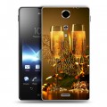 Дизайнерский пластиковый чехол для Sony Xperia TX Новогодние бокалы